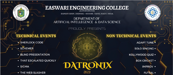 Datronix 2023, SRM Easwari Engineering College, Technical Symposium